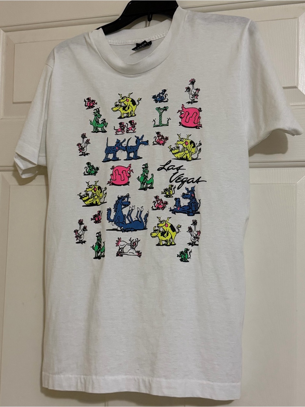 Vintage Funny Naughty Animal Style Double Sided Tee Las Vegas T-Shirt 90s Large